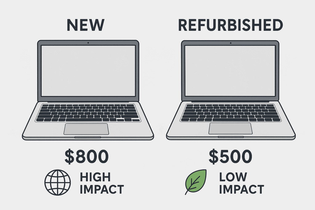 e-waste Refurbished laptop vs new laptop cost and environmental impact