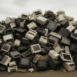 E-Waste landfill showing discarded electronics