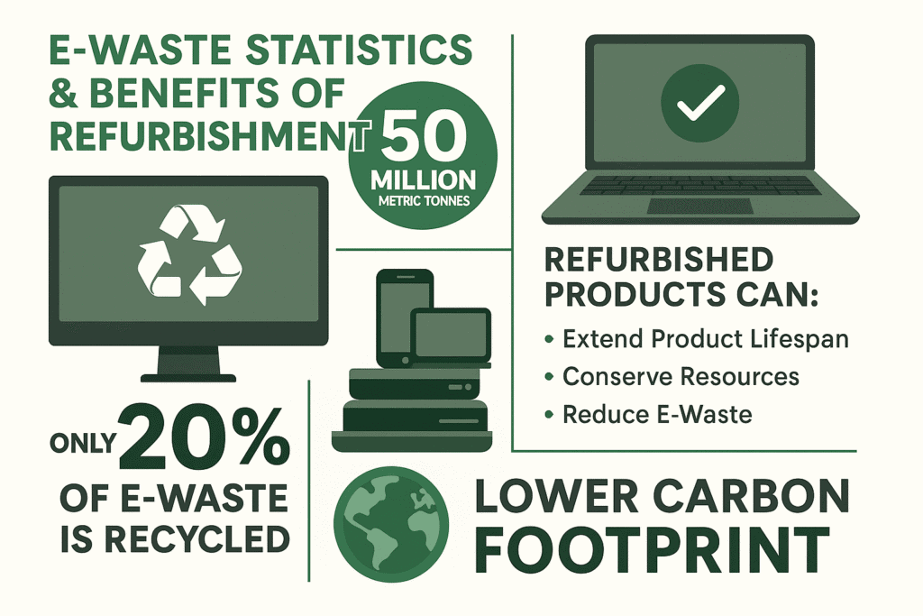 Infographic showing how refurbished goods reduce e-waste